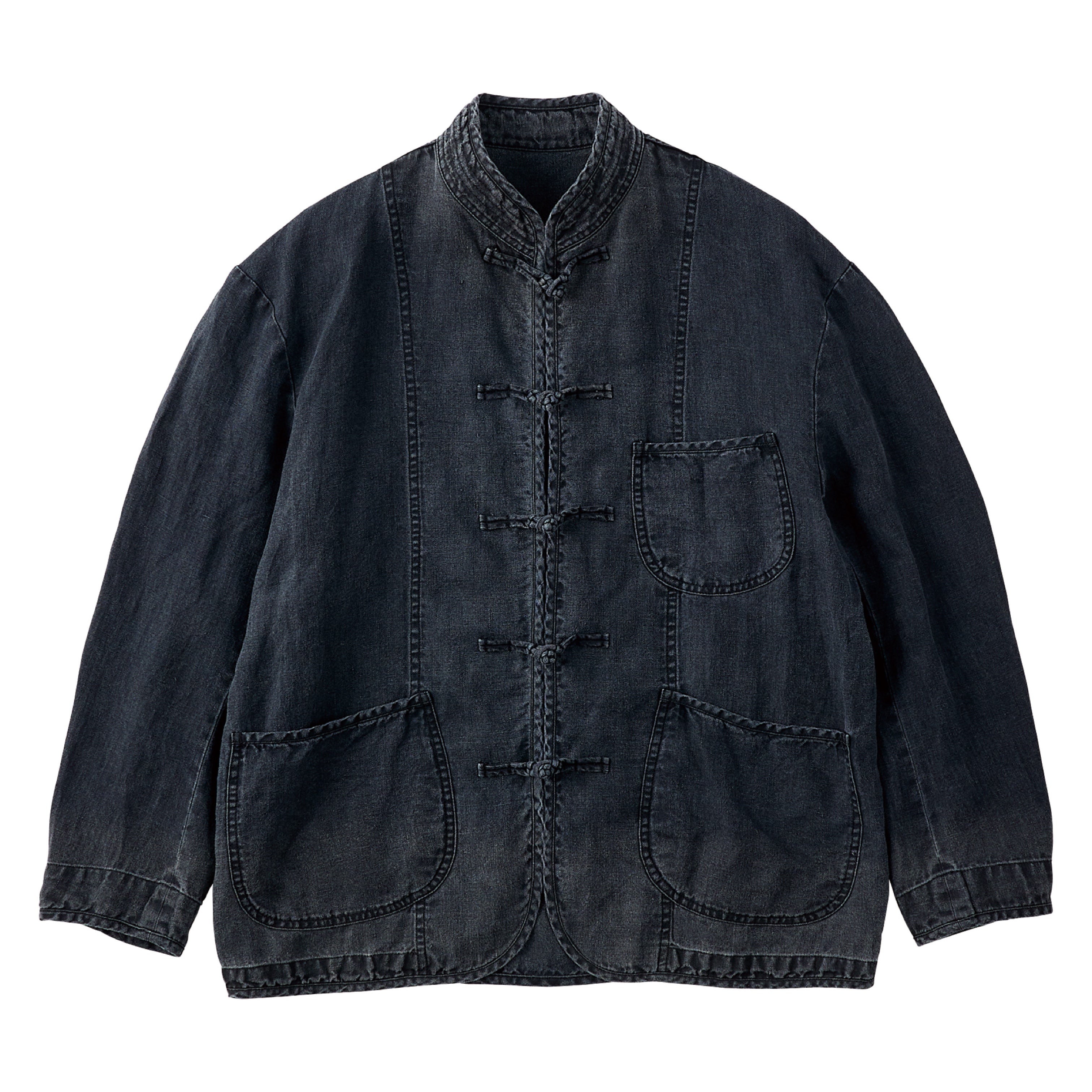 BLACK LINEN CHINESE JACKET – PORTER CLASSIC KYOTO BLACK LINEN CHINESE JACKET – PORTER CLASSIC KYOTO
