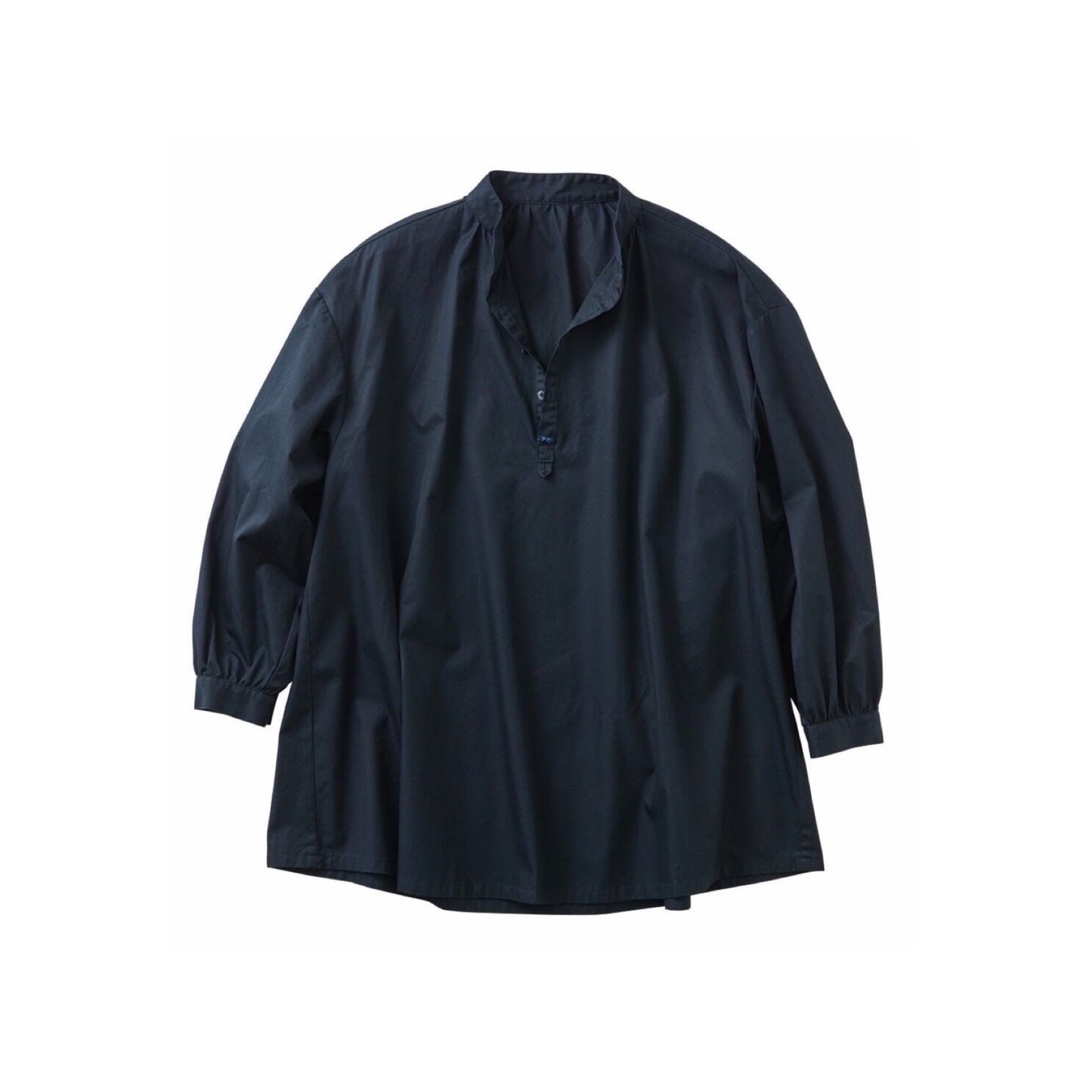 ♥GABARDINE STAND COLLAR LONG SMOCK SHIRT