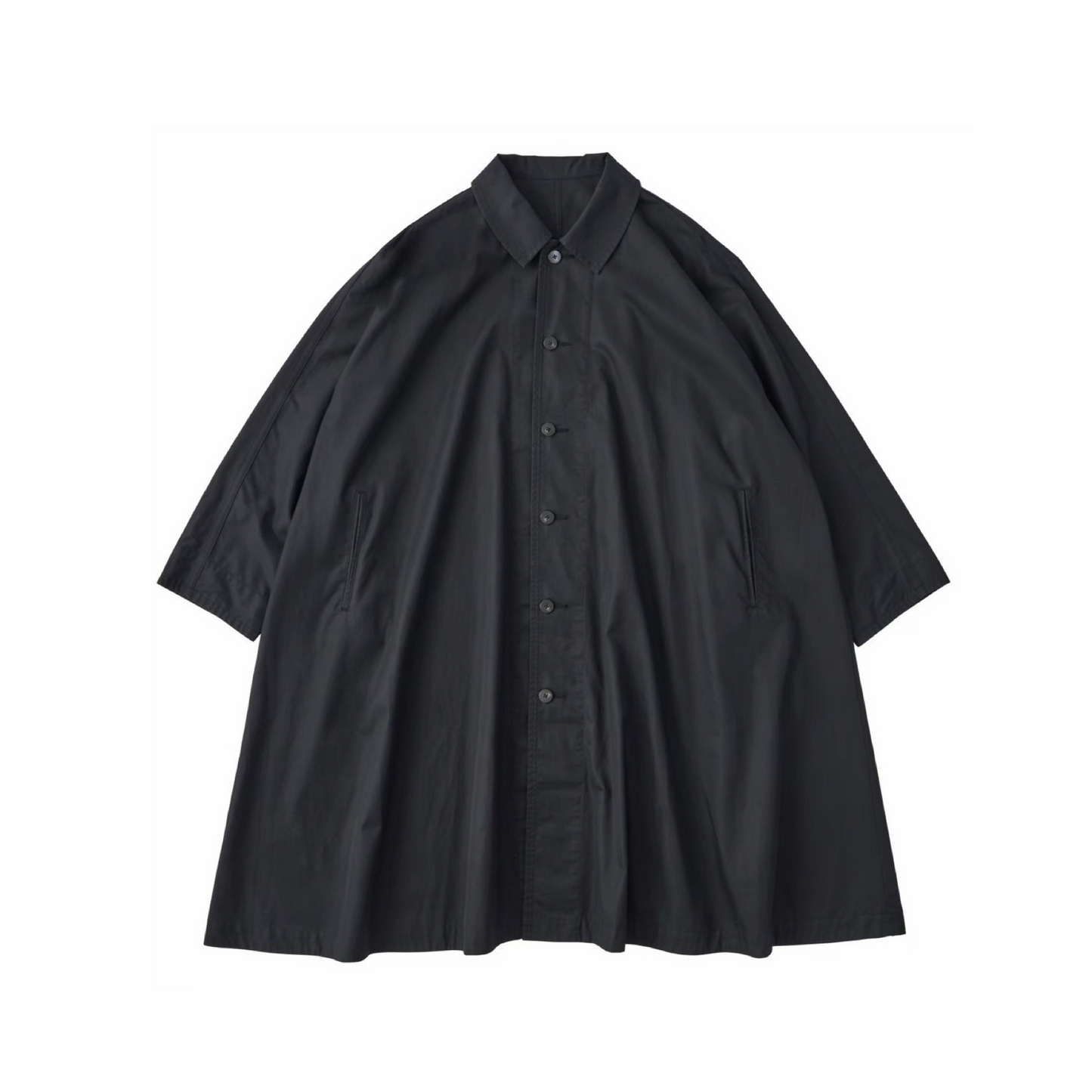 GABARDINE SWING COAT -BLACK-