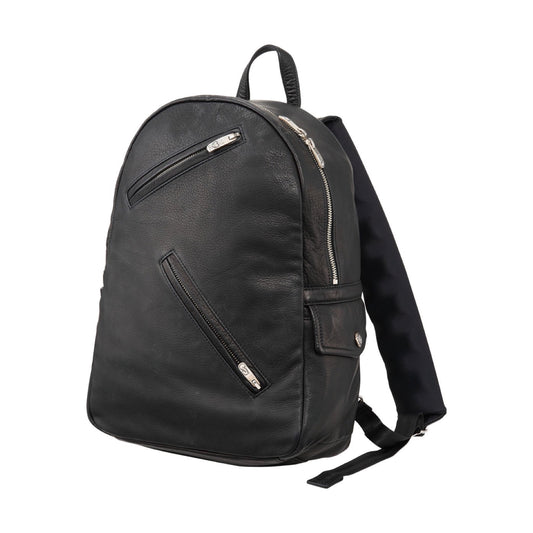 PC RIDERS LEATHER NEWTON RUCKSACK W / LOVE & PEACE SILVER
