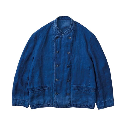 INDIGO LINEN SHORT RIDERS JACKET