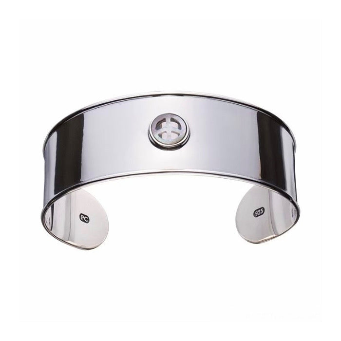 PEACE INLAY SILVER BANGLE