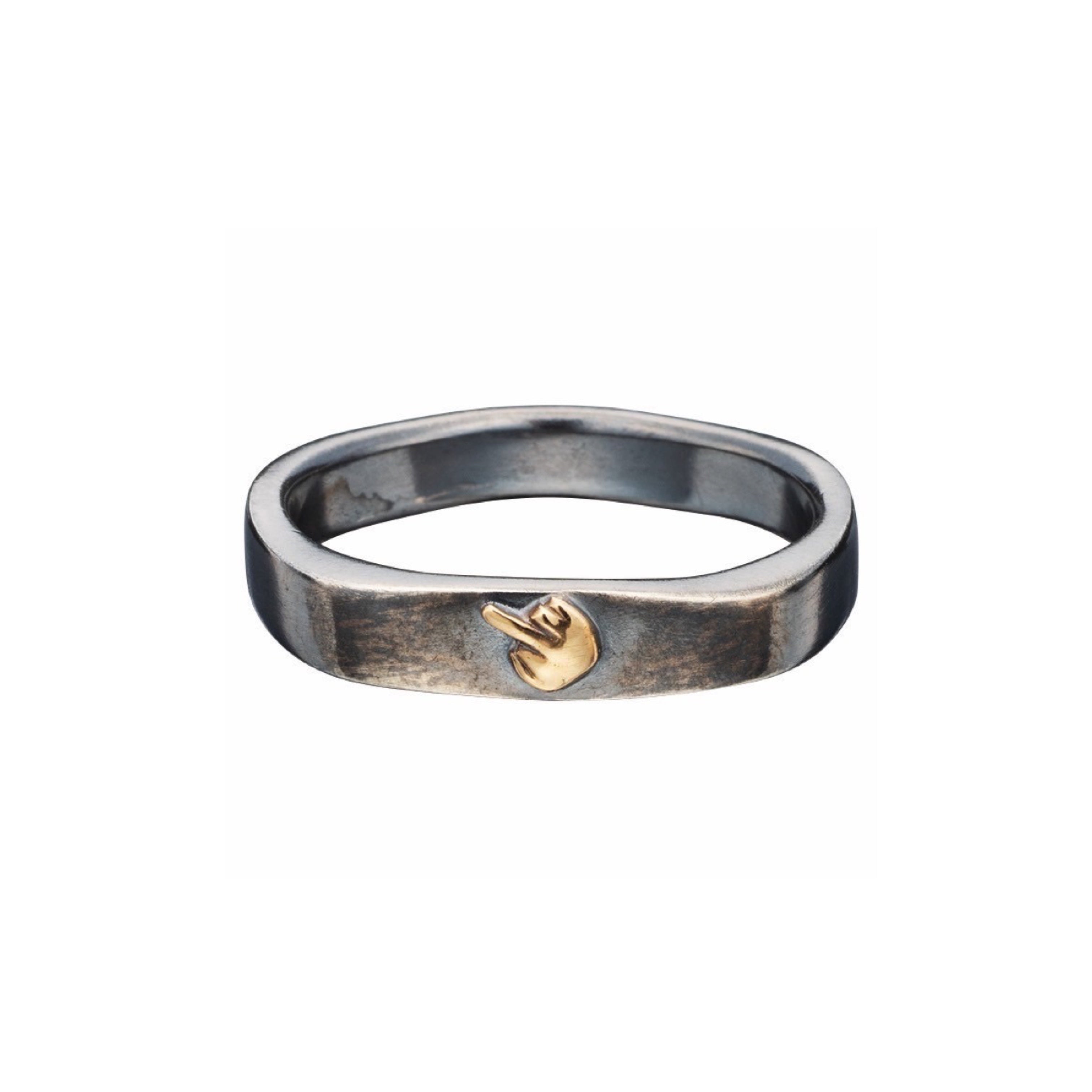 BLACK SILVER RING W/GOLD MIDDLE FINGER – PORTER CLASSIC KYOTO