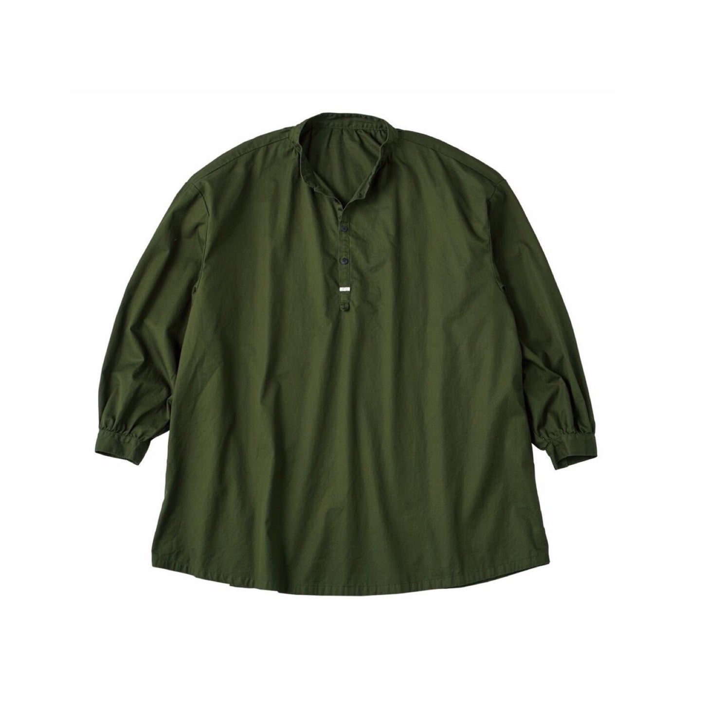 ♥GABARDINE STAND COLLAR LONG SMOCK SHIRT