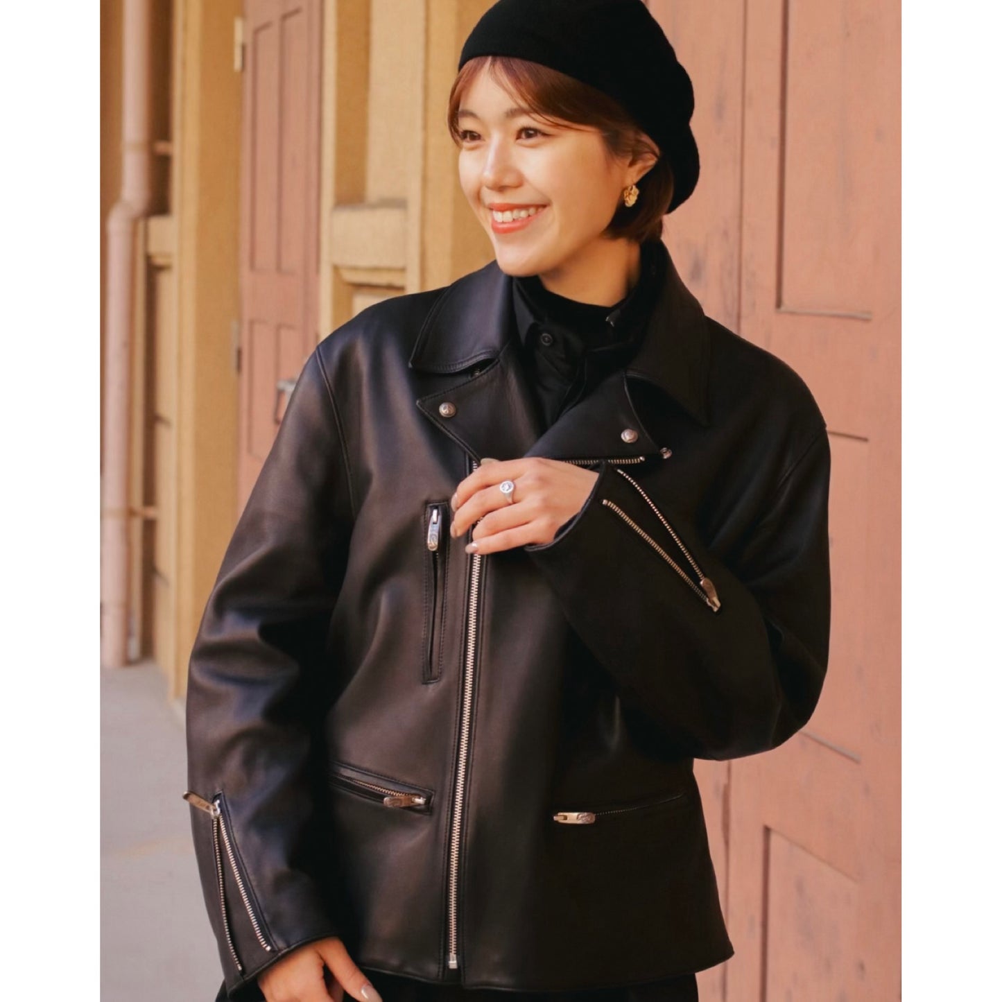LEATHER RIDERS JACKET II W/LOVE & PEACE SILVER (ENTREFINO)