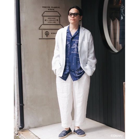 LINEN STRIPE CLASSIC THREE PIECE JACKET -LIGHT BLUE-
