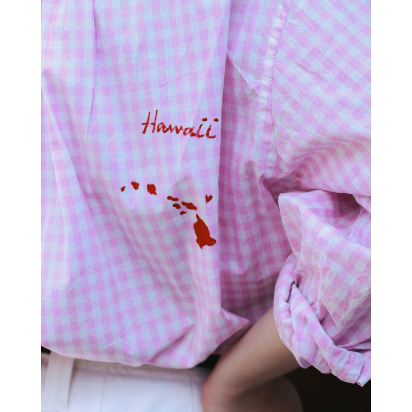 ROLL UP GINGHAM CHECK SHIRT PAINT CUSTOM (SAKURA/S)