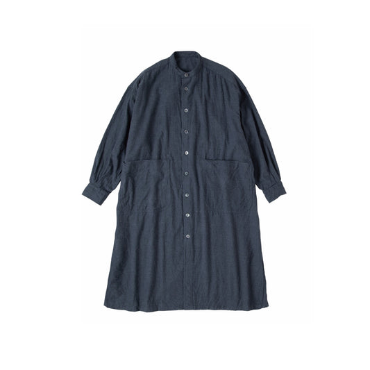 FLANNEL SHIRT DRESS -CHARCOAL GRAY-