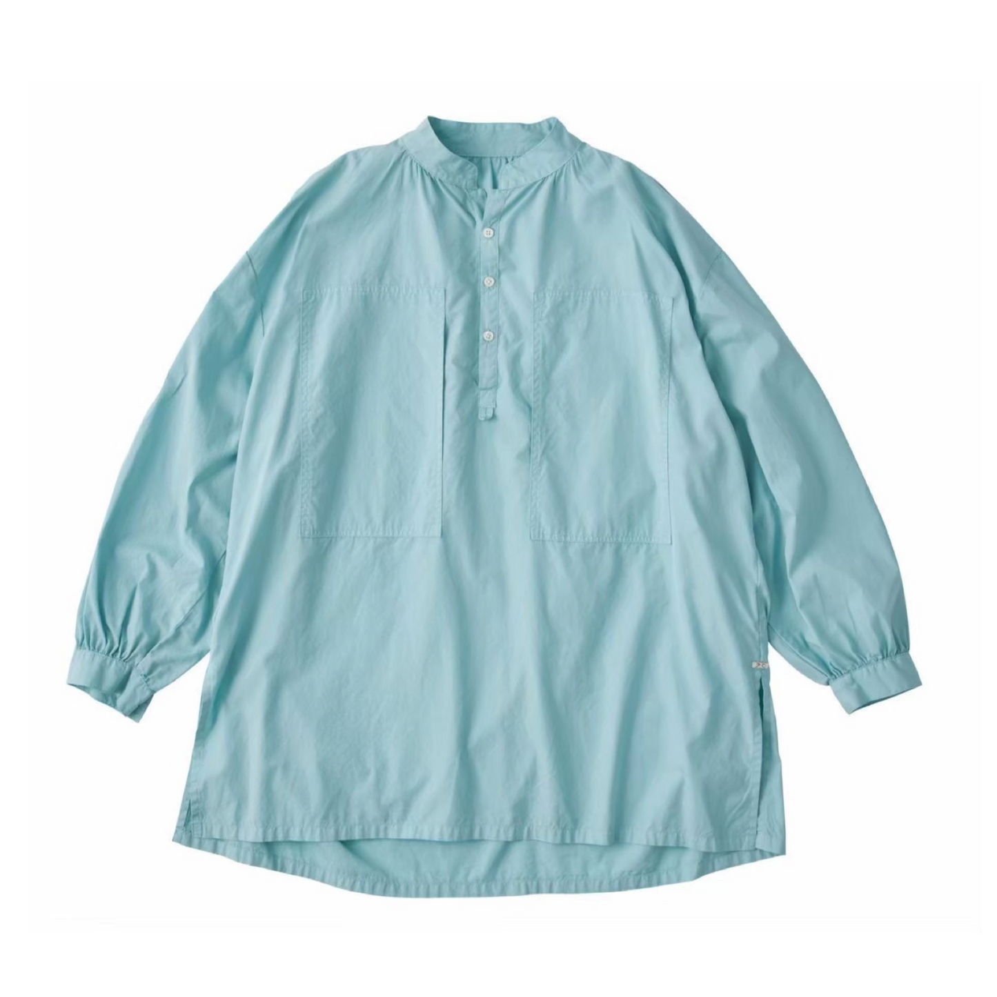 STAND COLLAR LONG SMOCK SHIRT WATCH CHAIN ITEM (NILE GIZA COTTON)