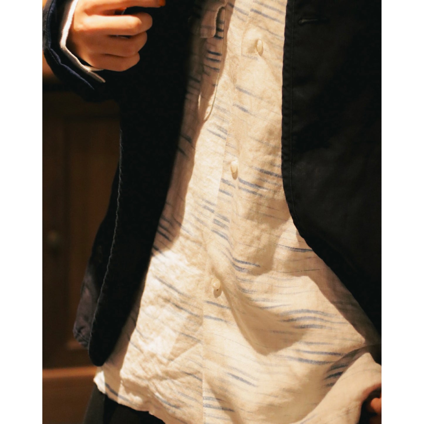 OLD FRANCE INDIGO PRINT LONG SHIRT