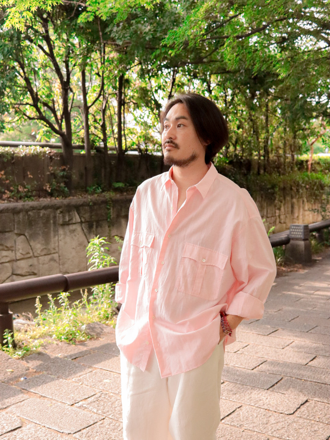 ROLL UP COTTON LINEN SHIRT (ALUMO)