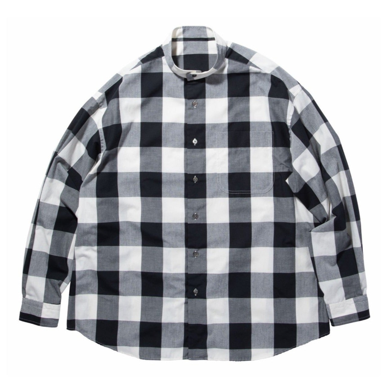 BLOCK CHECK STAND COLLAR SHIRT