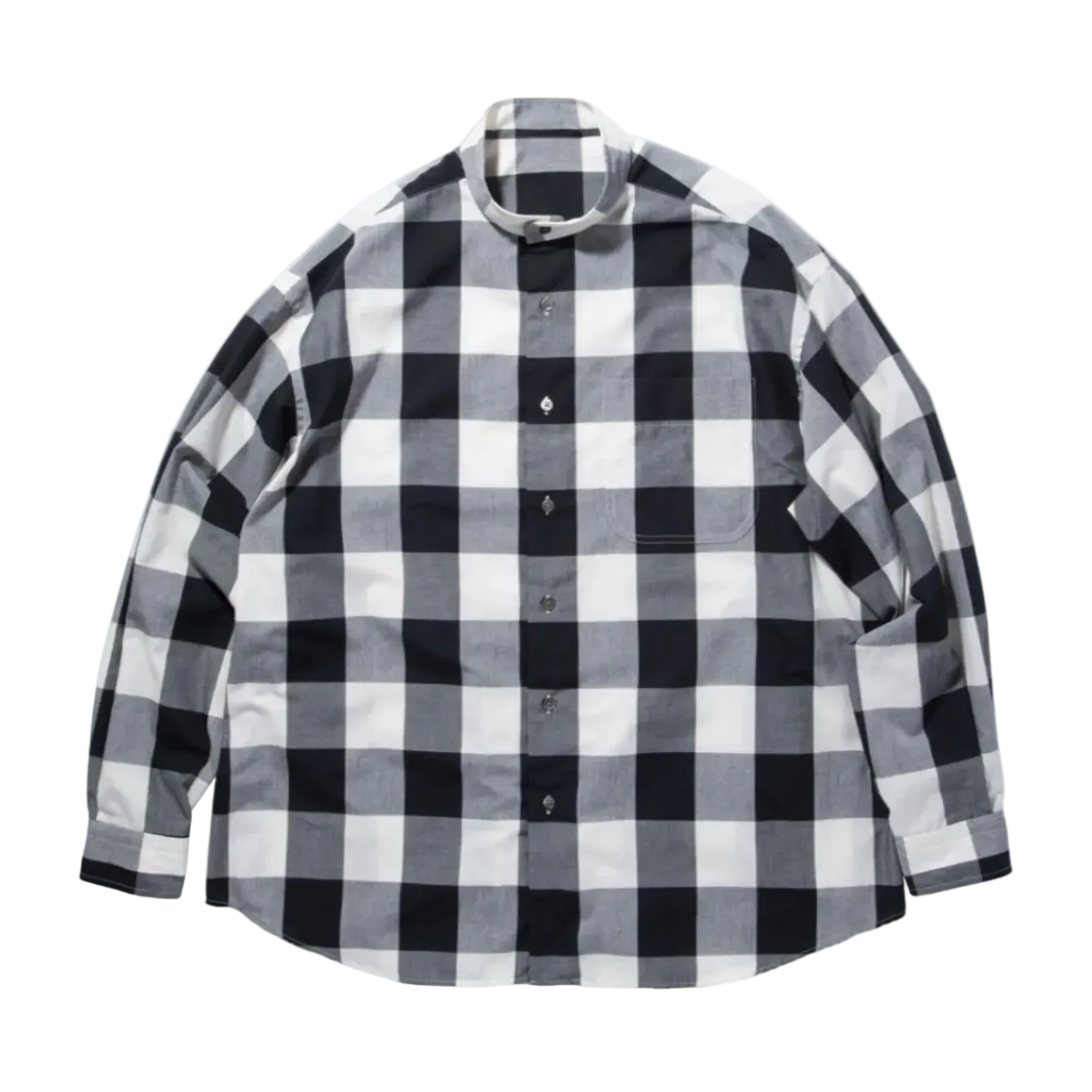 BLOCK CHECK STAND COLLAR SHIRT