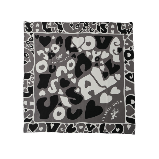 SILK SCARF (LOVE) -GRAY-
