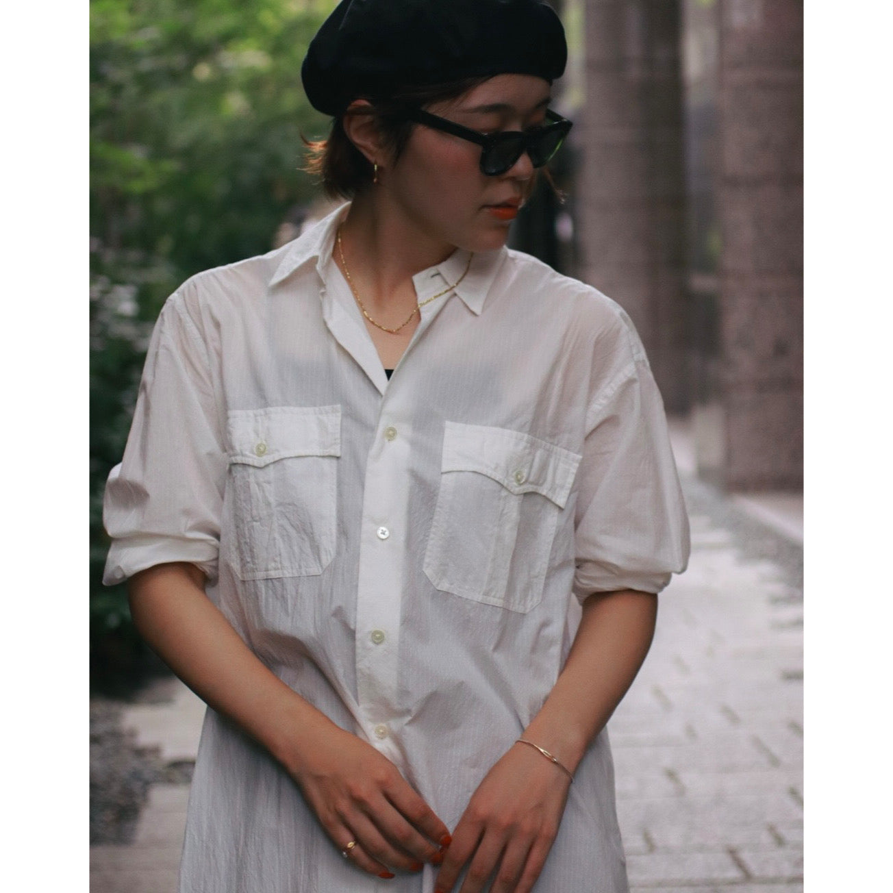 ROLL UP STRIPE SHIRT DRESS