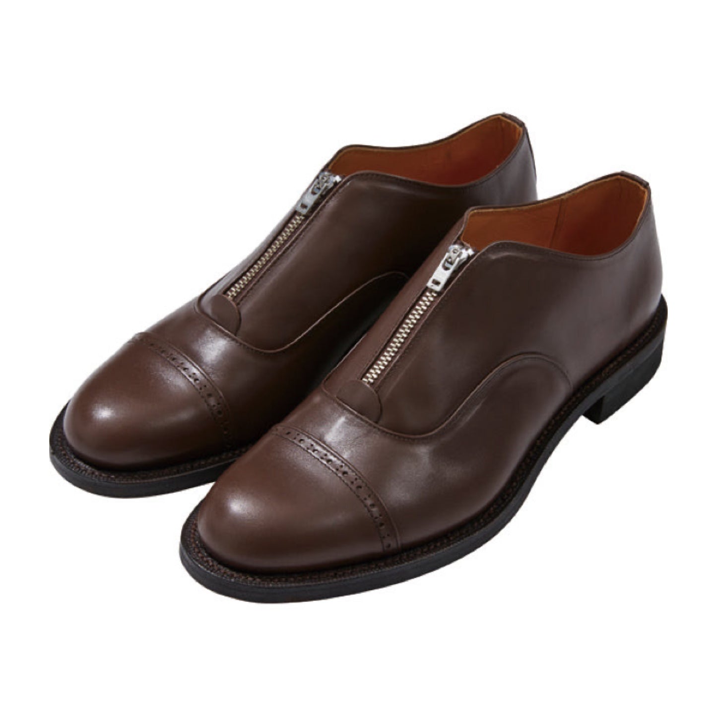 ♥GENTLEMAN’S LEATHER ZIP SHOES -BROWN-