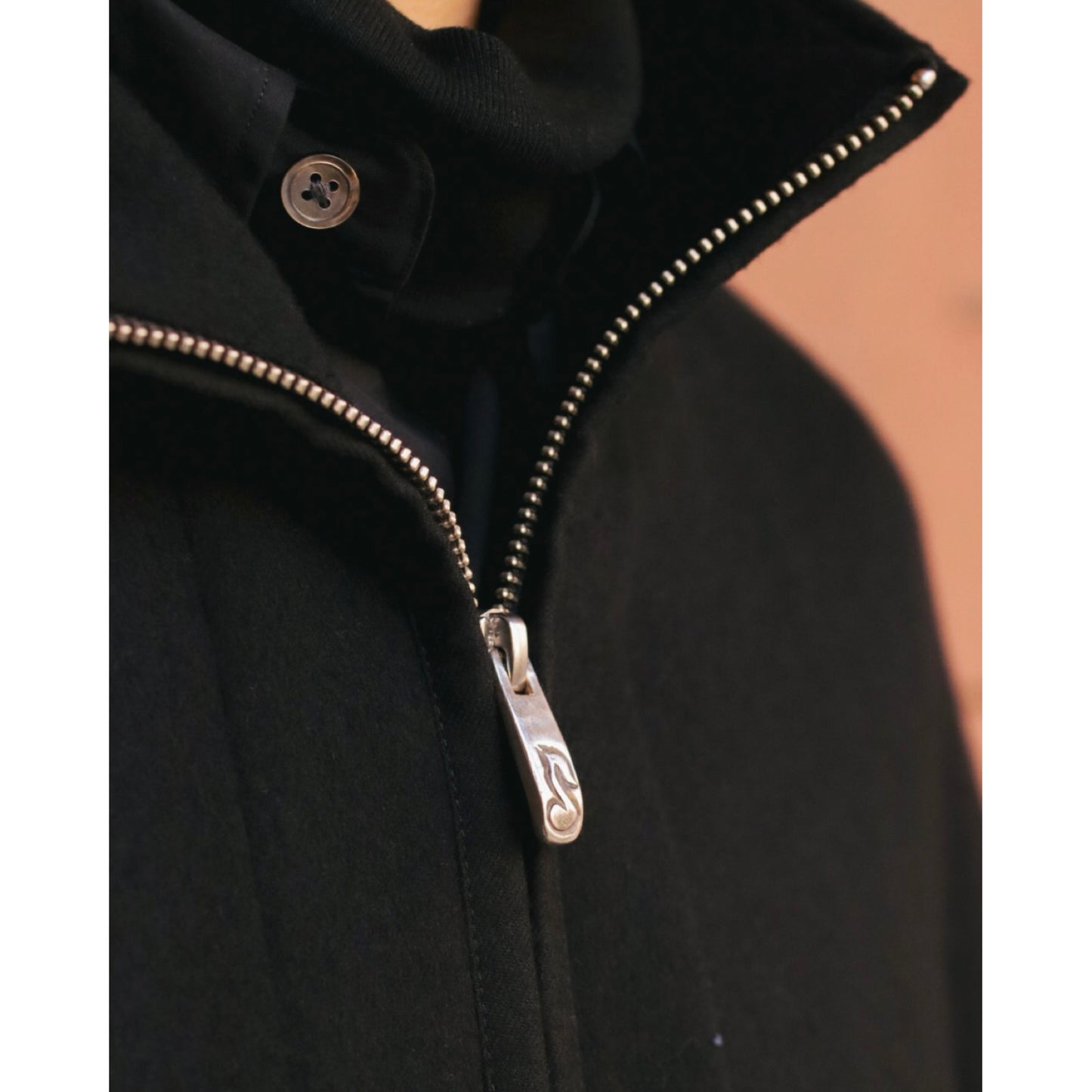 CASHMERE ZIP UP JACKET W/SILVER ZIPPER (BABY CASH)