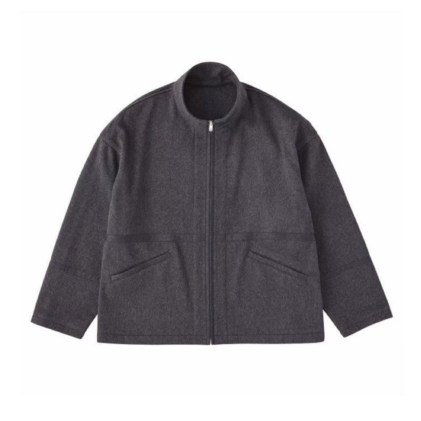 CASHMERE ZIP UP JACKET W/SILVER ZIPPER (BABY CASH)