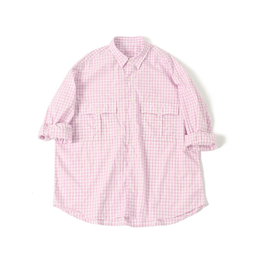 ♥"KYOTO EXCLUSIVE" ROLL UP GINGHAM CHECK SHIRT -SAKURA-