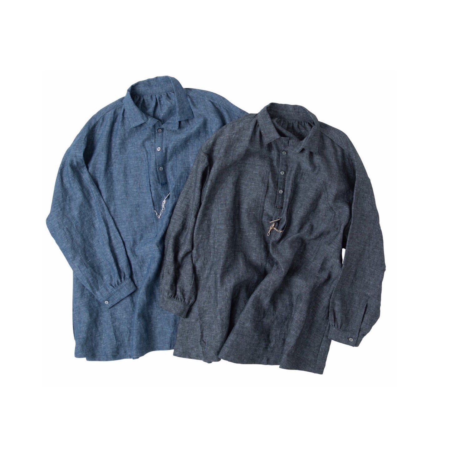 ♥“BRESSON” LINEN LONG SMOCK SHIRT -WATCH CHAIN ITEM-