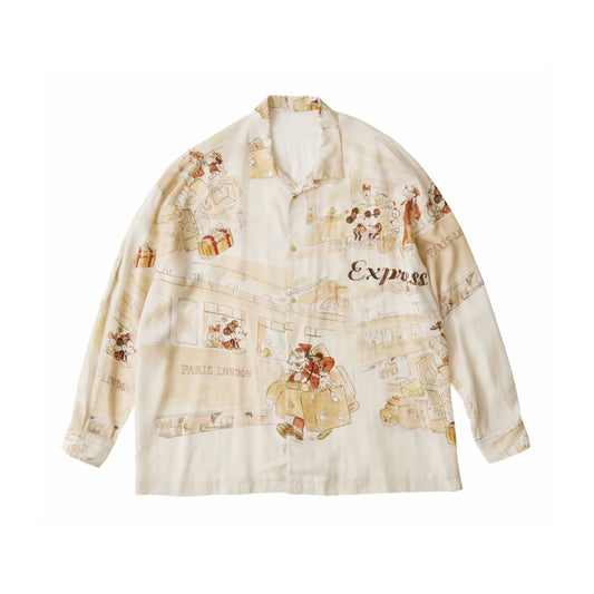 ♥DISNEY M&F PC ORIGINAL ART ALOHA COLLECTION ALOHA LONG SHIRT PARIS-LONDON