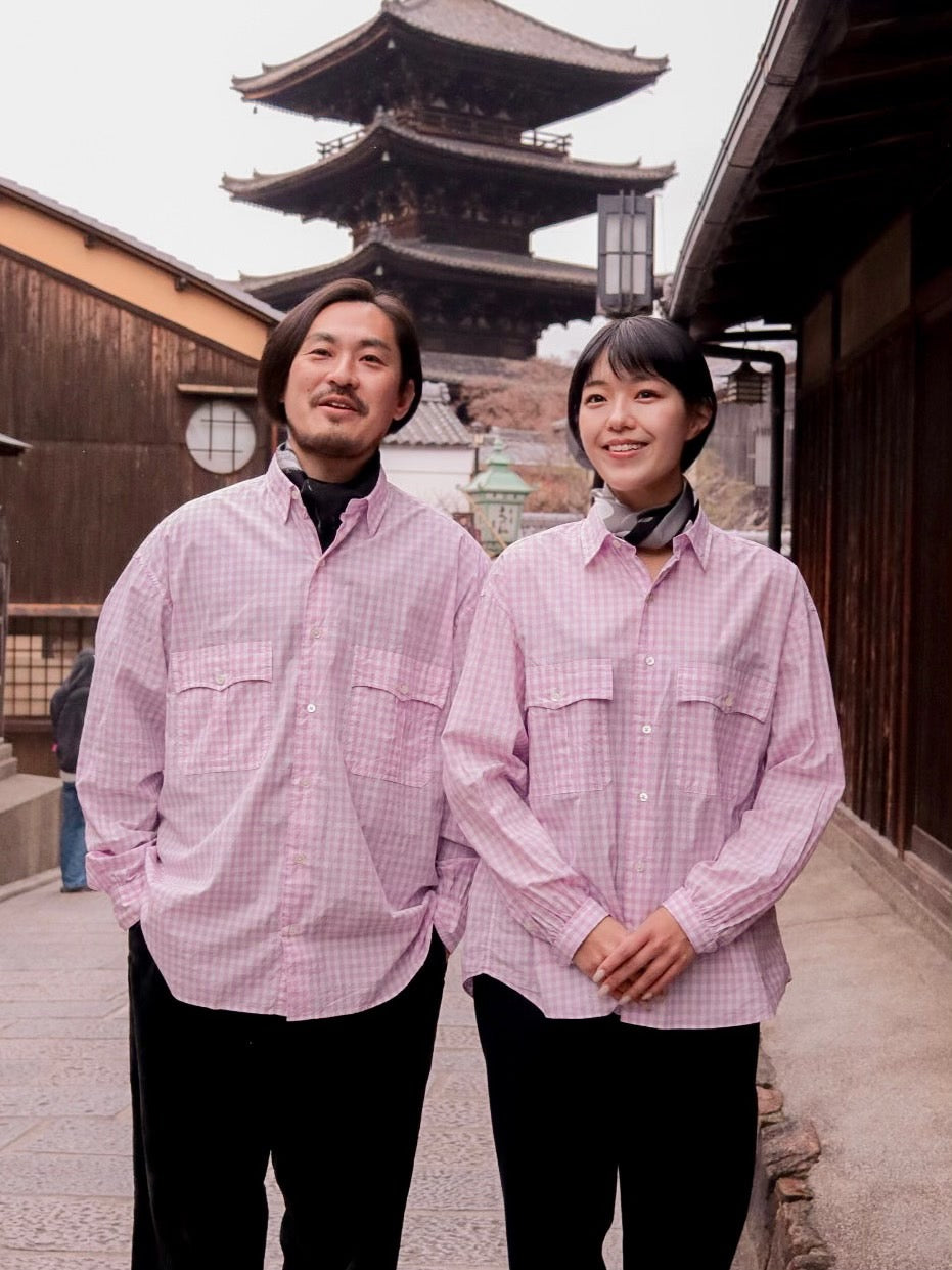 "KYOTO EXCLUSIVE" ROLL UP GINGHAM CHECK SHIRT -SAKURA-