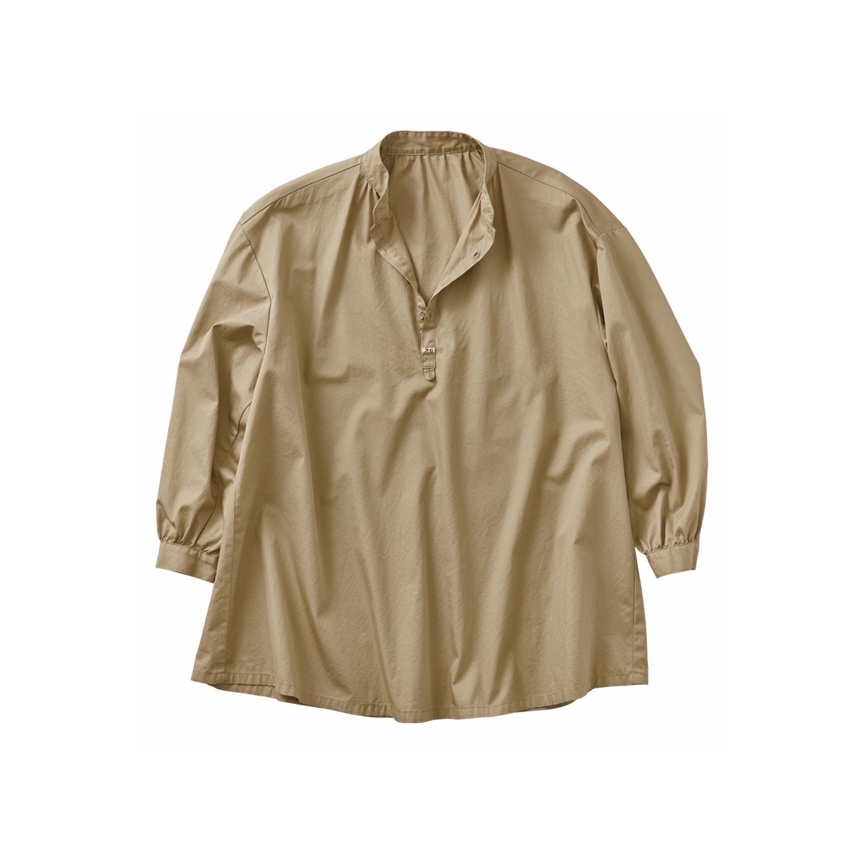 GABARDINE STAND COLLAR LONG SMOCK SHIRT