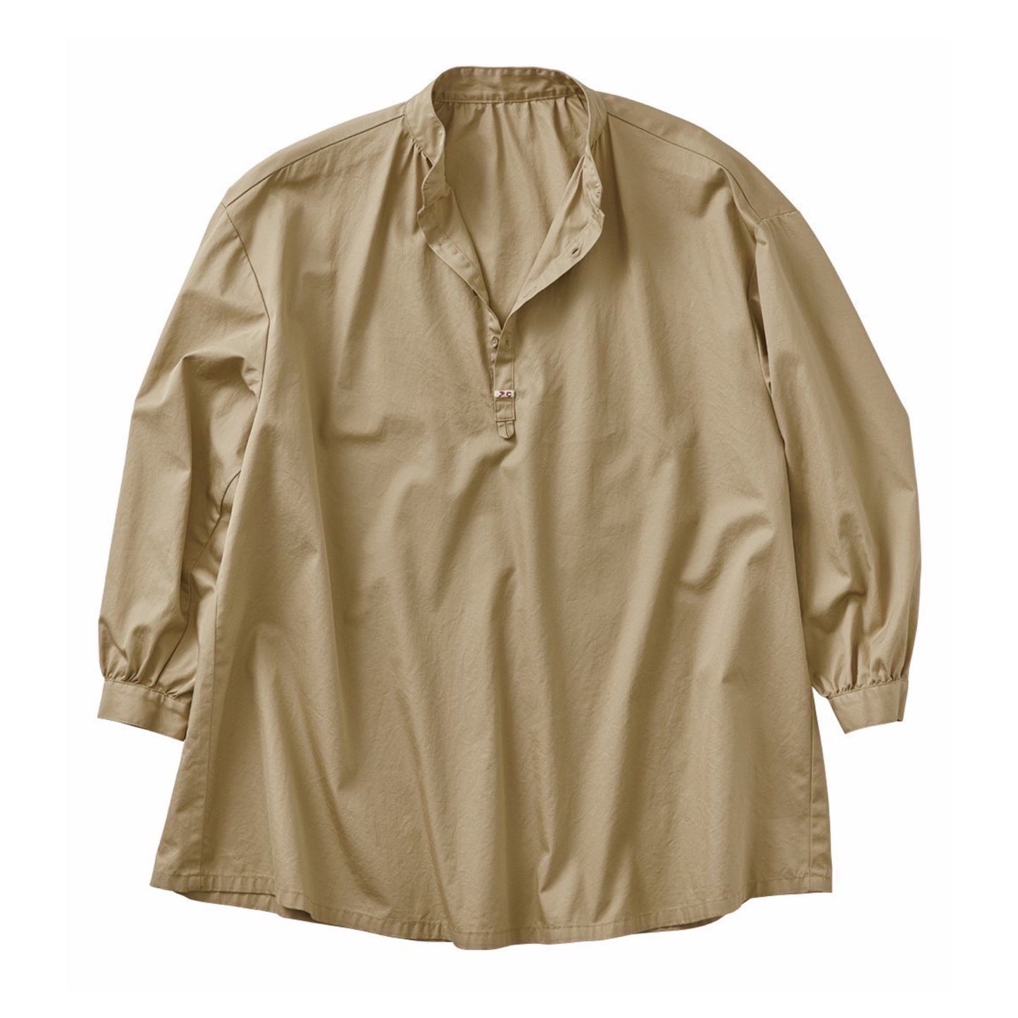 GABARDINE STAND COLLAR LONG SMOCK SHIRT