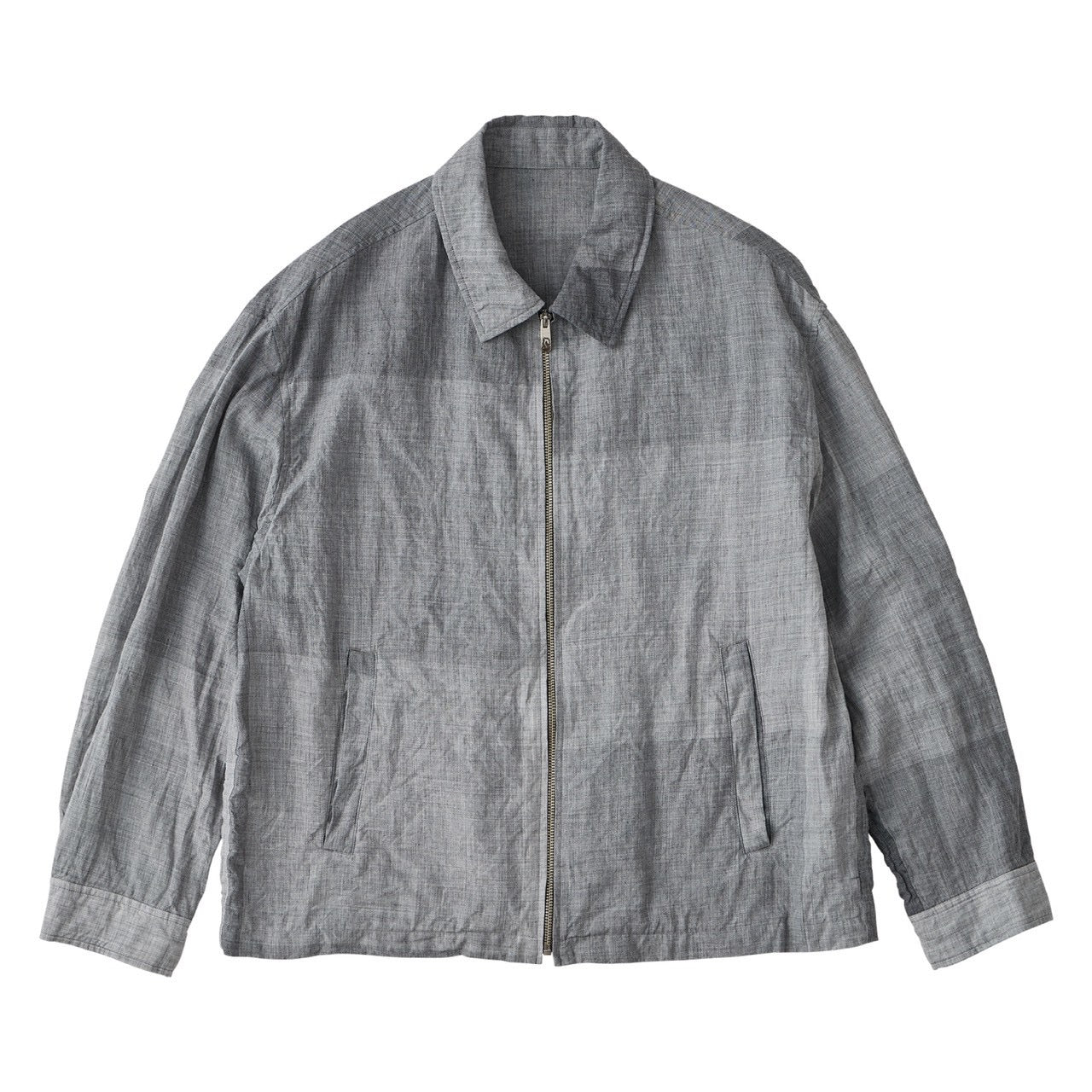 RAMIE BLOCK CHECK ZIP UP JACKET W / LOVE & PEACE SILVER