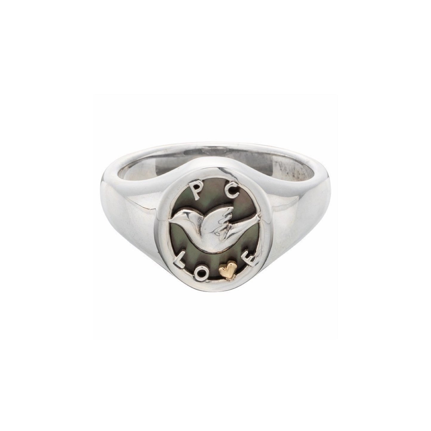 SILVER BIRD RING W/GOLD