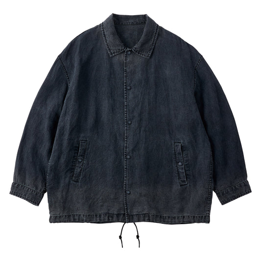 BLACK LINEN COACH JACKET