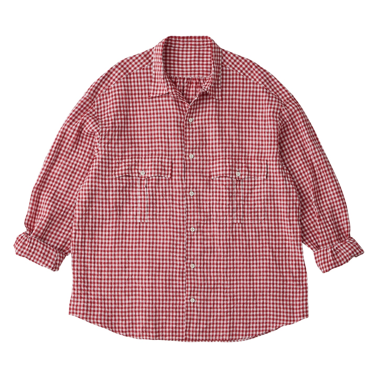 ROLL UP LINEN GINGHAM CHECK SHIRT