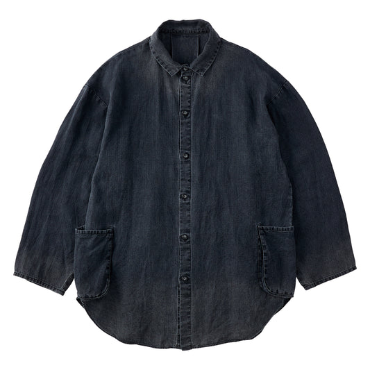 BLACK LINEN SHIRT JACKET