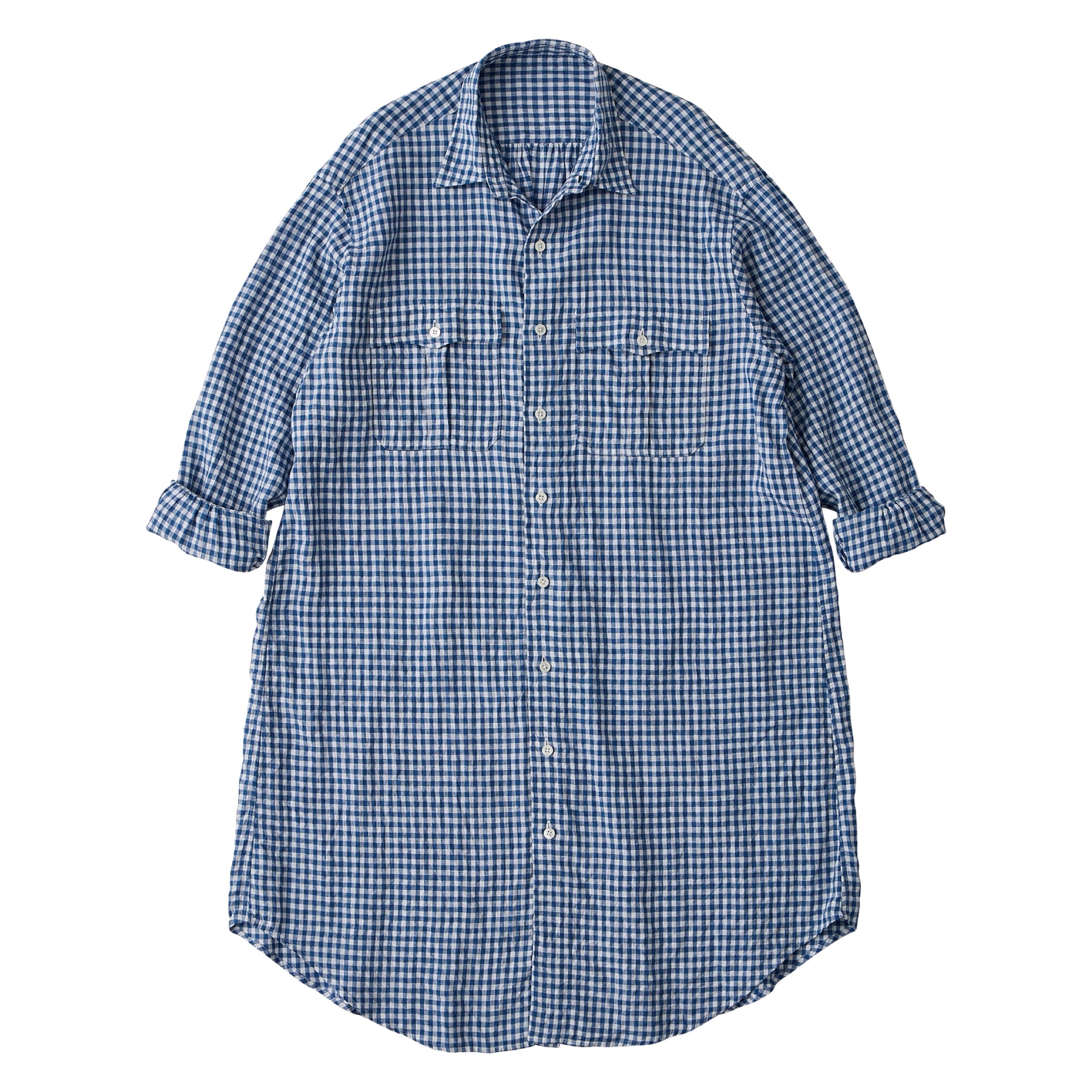 ROLL UP LINEN GINGHAM CHECK SHIRT DRESS – PORTER CLASSIC KYOTO