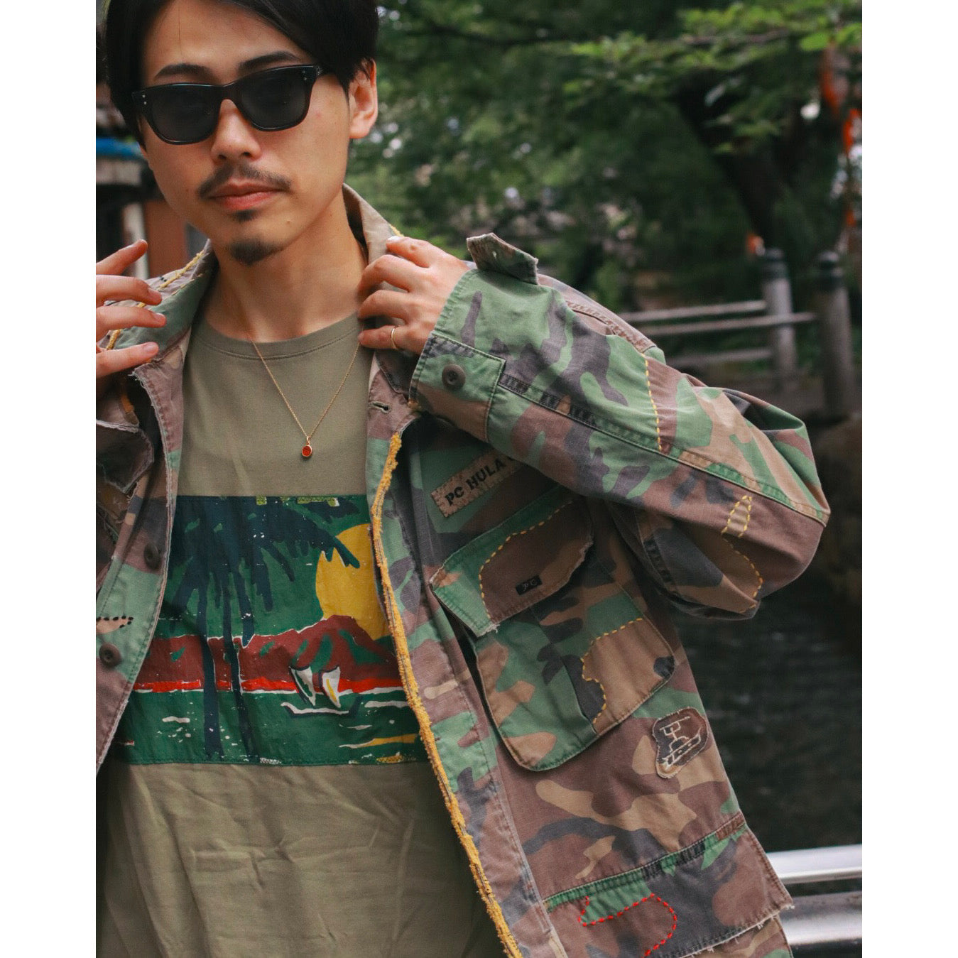 HAWAIIAN OUTDOOR PATCHWORK T-SHIRT