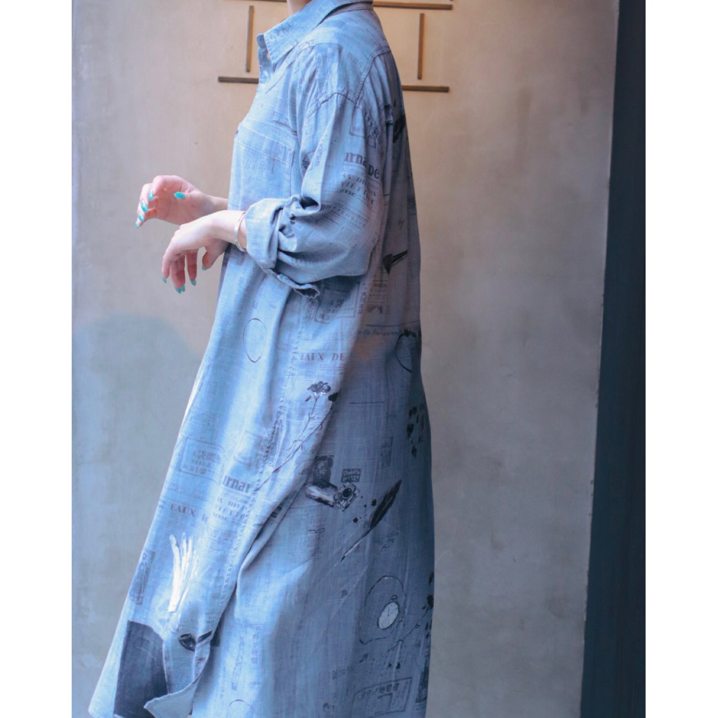 MONSIEUR KURATA COTTON LINEN LONG SHIRT