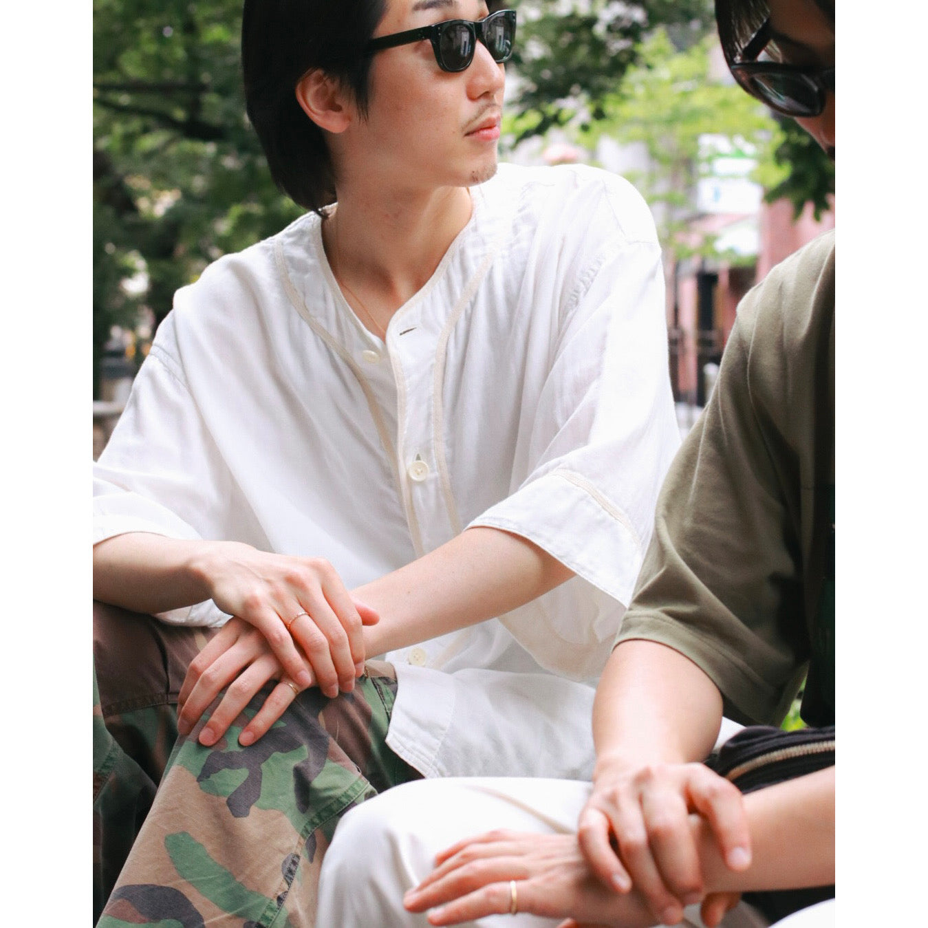 SUVIN GOLD GAUZE BASEBALL SHIRT