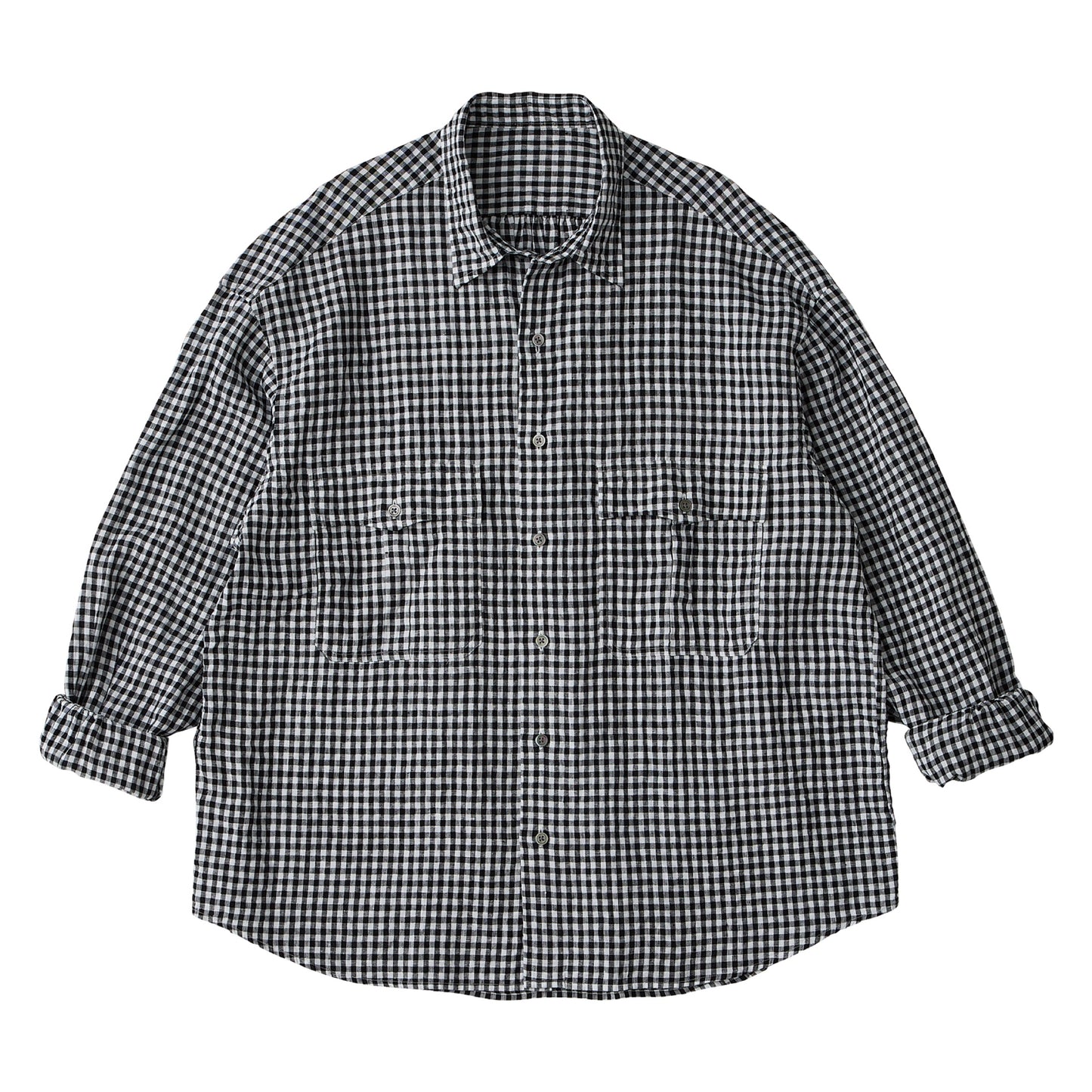 ROLL UP LINEN GINGHAM CHECK SHIRT