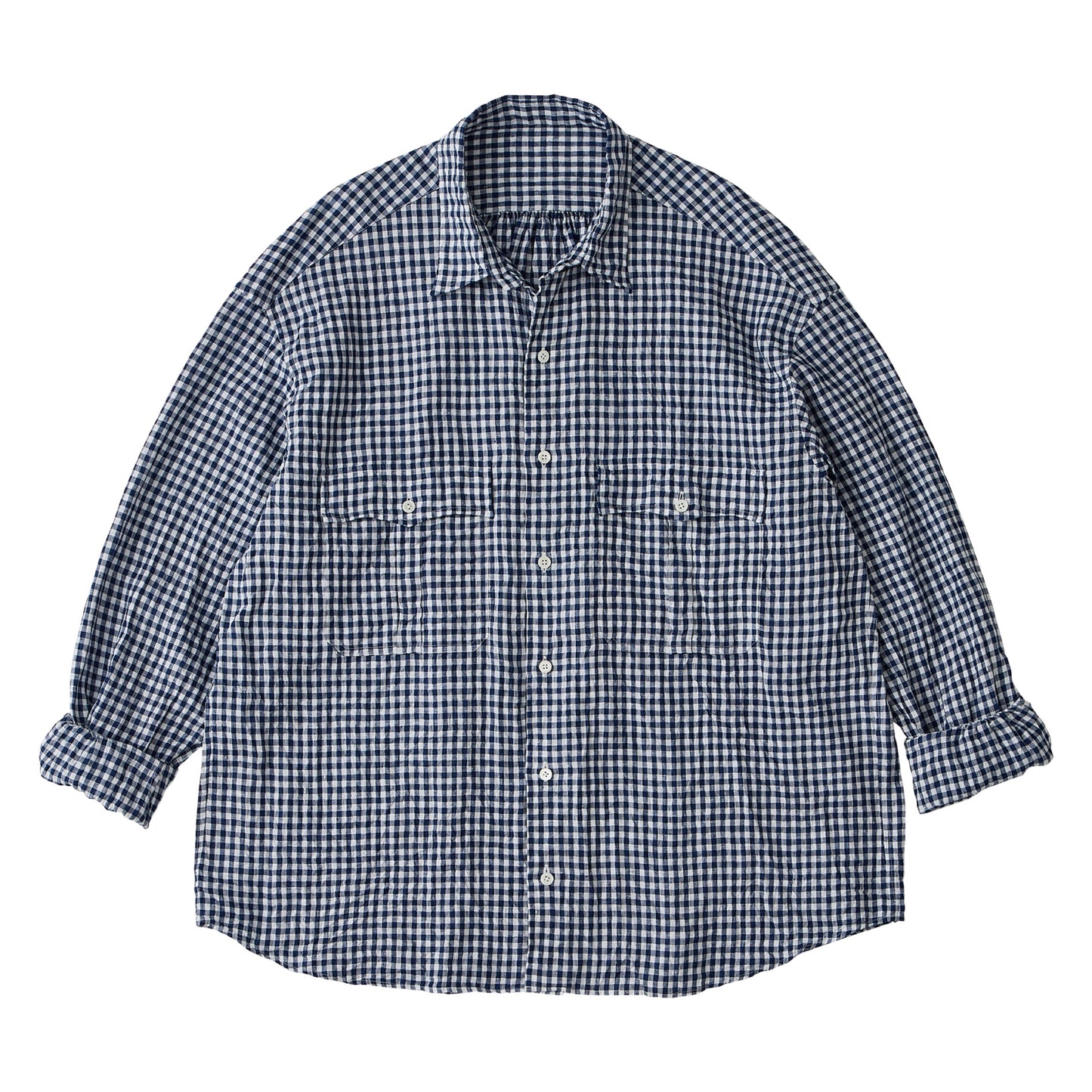 ROLL UP LINEN GINGHAM CHECK SHIRT