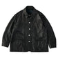 LEATHER CAR COAT W / SILVER BUTTONS