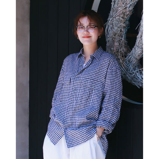 ROLL UP LINEN GINGHAM CHECK SHIRT