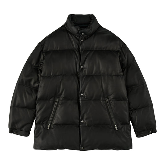 LEATHER DOWN JACKET W / LOVE & PEACE SILVER (ENTREFINO)