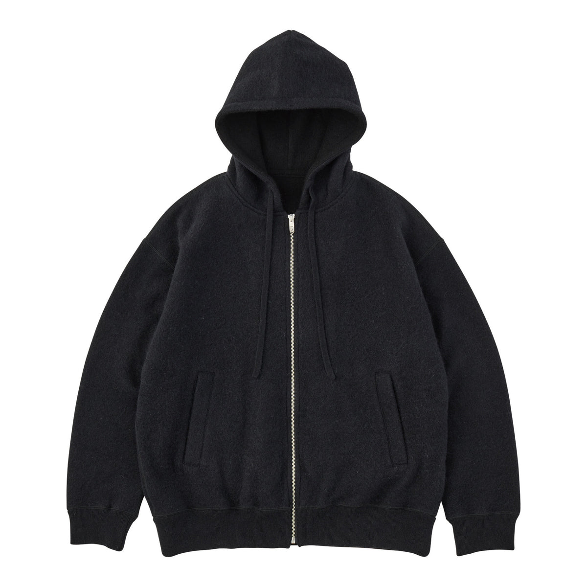 BABY ALPACA / CASHMERE DOUBLE FACE  ZIP UP PARKA W / SILVER ZIPPER