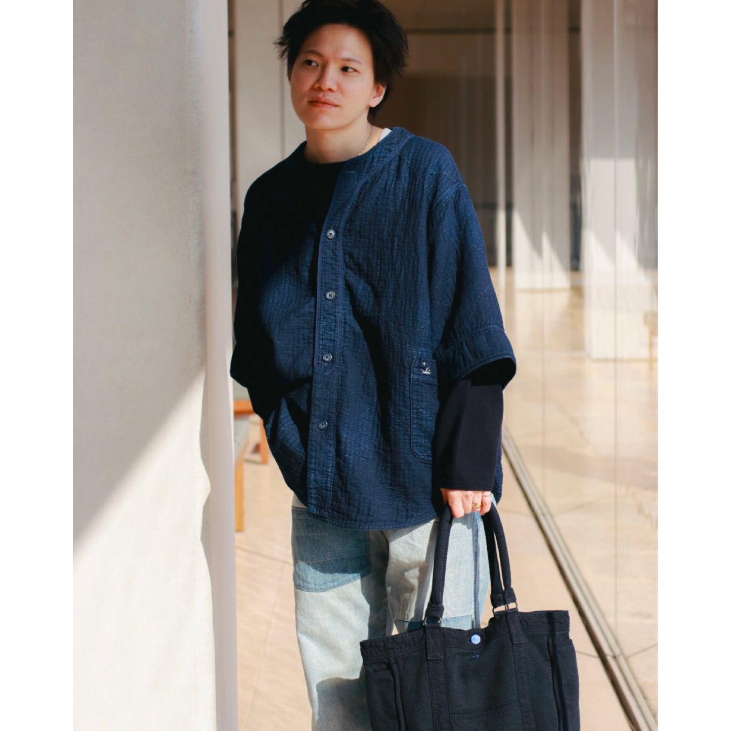 SEA ISLAND SASHIKO BASEBALL SHIRT (LIMITED)