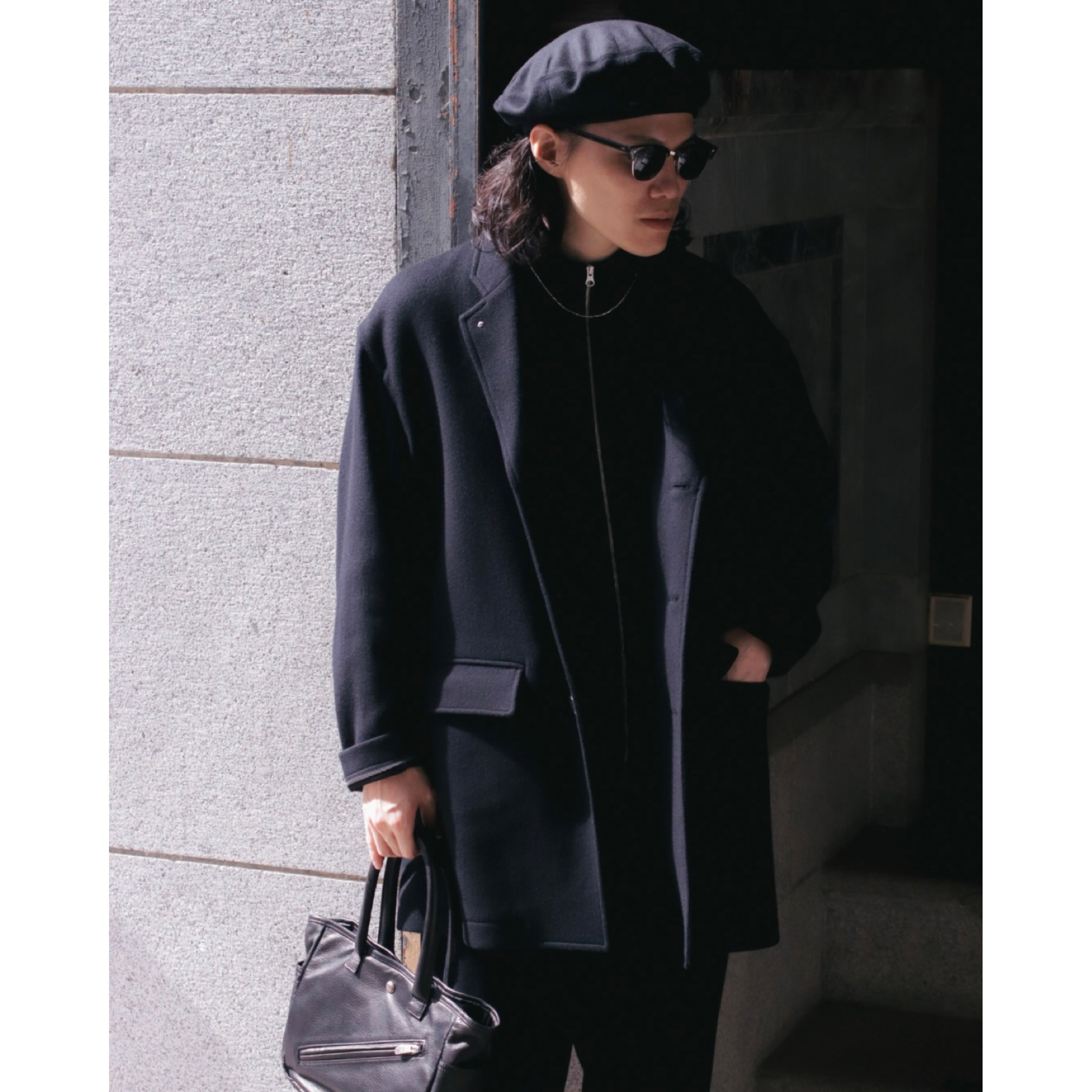 【極美品】ポータークラシック　テンセルノーカラージャケット　チャコールグレー 極美品】ポータークラシック テンセルノーカラージャケット