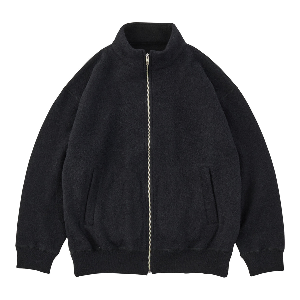 BABY ALPACA / CASHMERE DOUBLE FACE  ZIP UP JACKET W / SILVER ZIPPER
