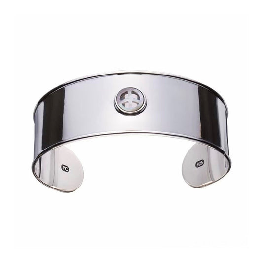 PEACE INLAY SILVER BANGLE