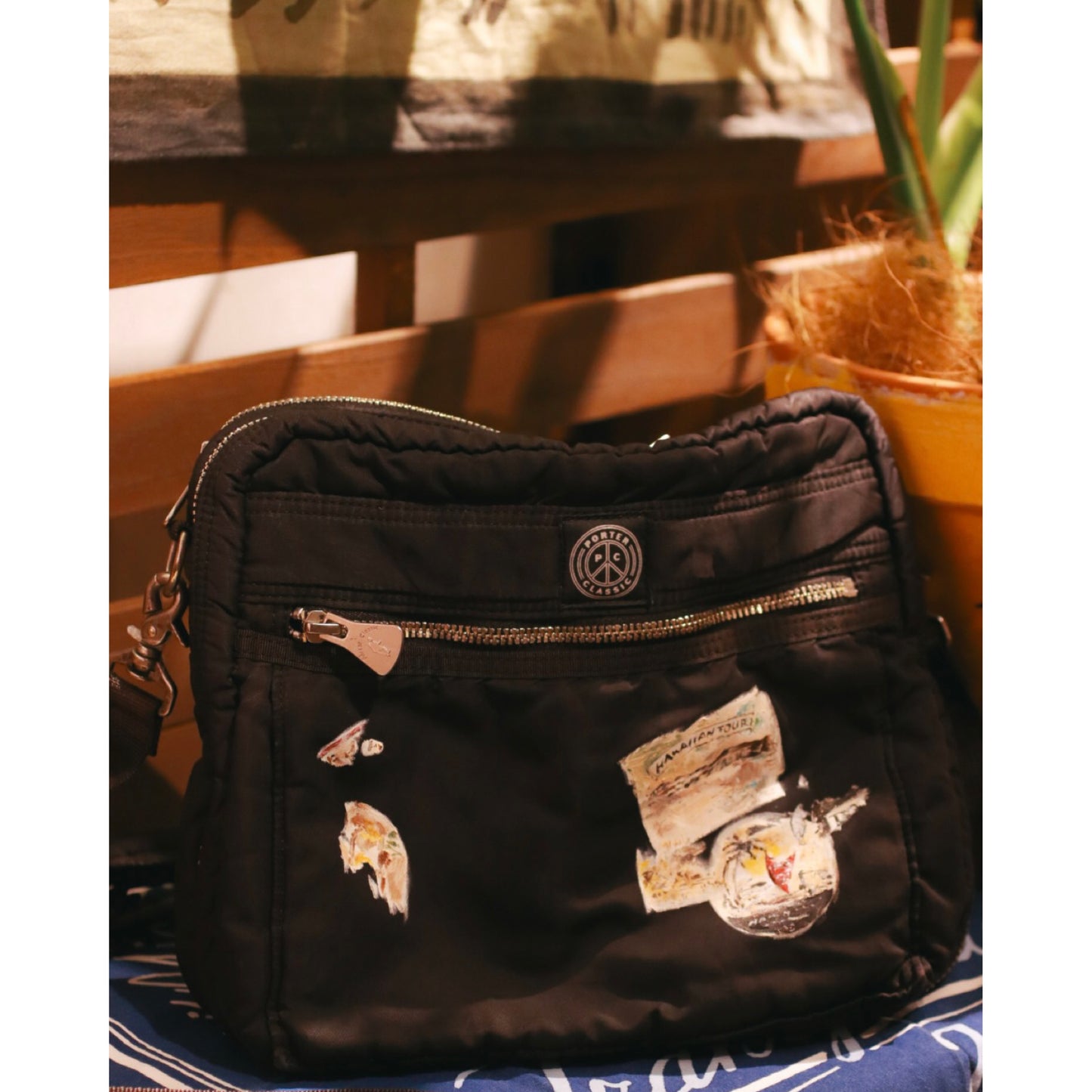 "KYOTO EXCLUSIVE" SUPER NYLON SIMPLE SHOULDER BAG PAINT CUSTOM BLACK