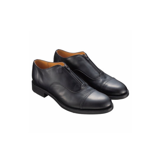 GENTLEMAN'S LEATHER ZIP SHOES (BLACK ZIP) -BLACK-