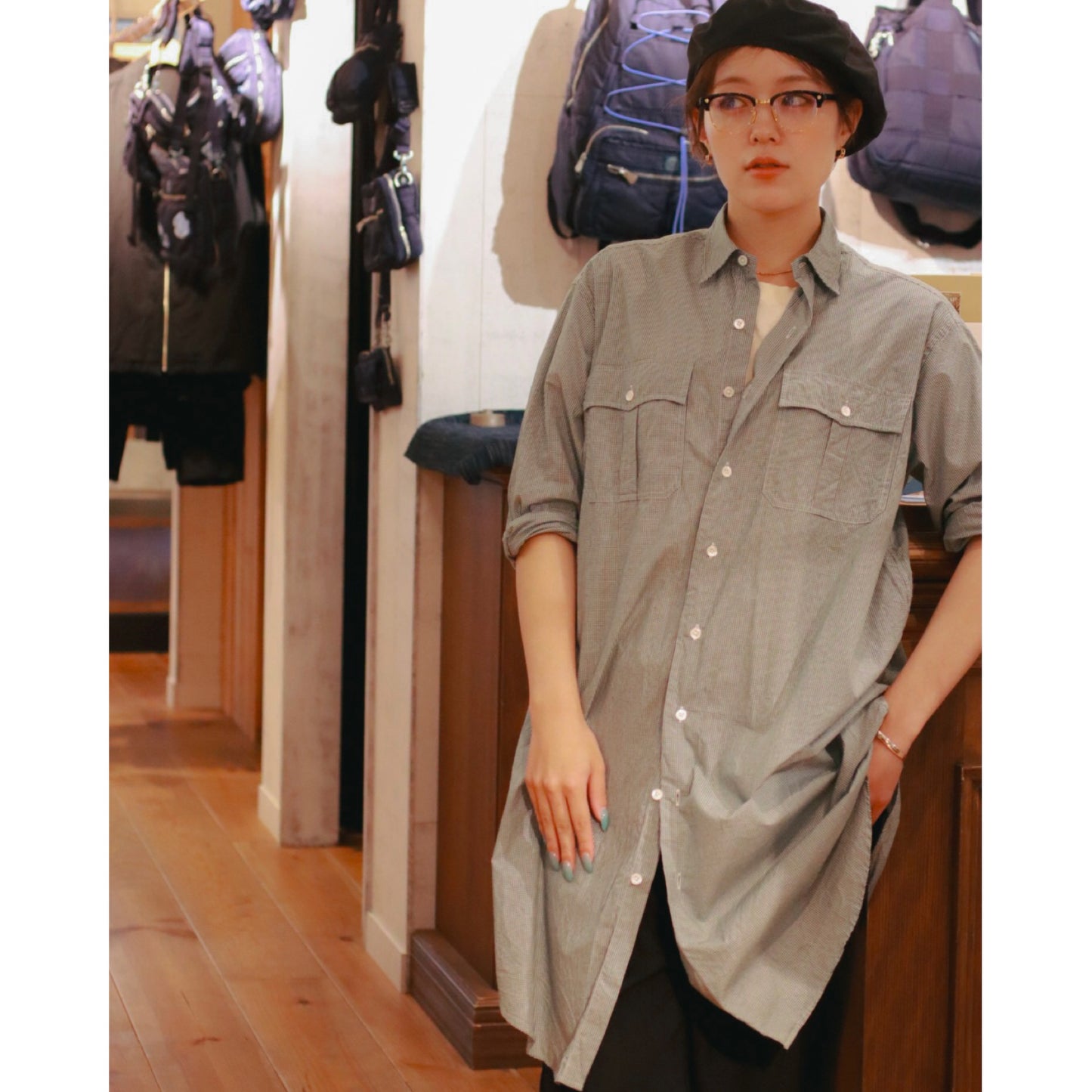ROLL UP NEW GINGHAM CHECK SHIRT DRESS